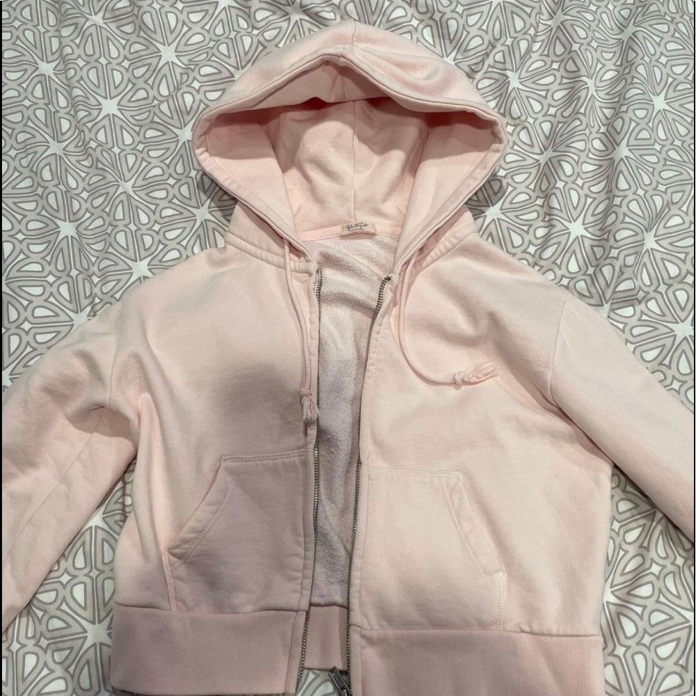 Pink cropped zip up